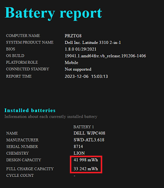 battery details using windows